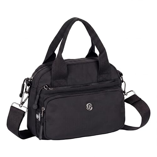 Image of TS WITH TECHSUN Small Women Crossbody Sling Bag Handbag for Travel Office Use, Water Resistant Nylon Shoulder Purse, Adjustable Strap Multipocket Organizer (25(L) X 19(H) X 9(W) CM)