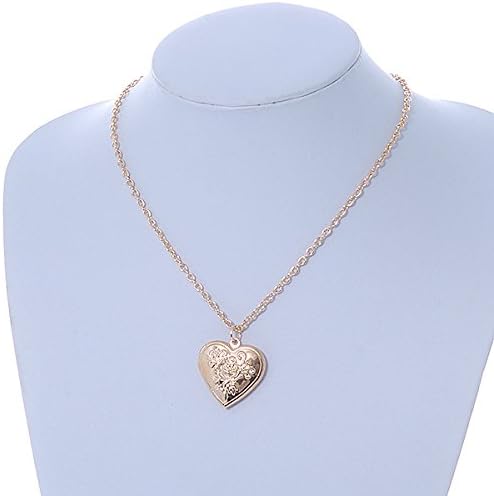 Avalaya Medium Gold Tone Heart with Rose Motif Locket Pendant - 44cm L/ 6cm Ext - Image 3