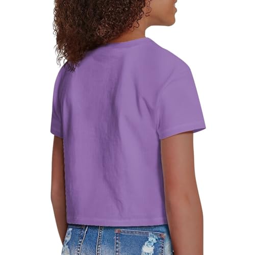 Image of Girls Crop Tees Crew Neck Casual Short Sleeve T Shirts Kids Loose Soft Comfortable Tees Blouses Shirt for Little Girl
