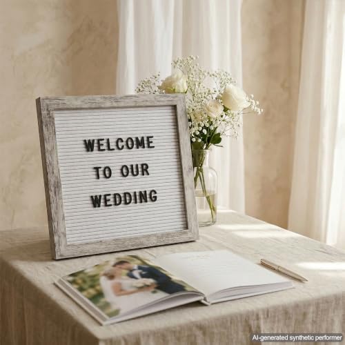 Rustic White Felt Letter Board 10x10, 336 Letters, Wall Mount and Stand by C CRYSTAL LEMON - Image 2