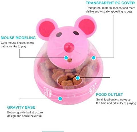 SUNNEE 2Pcs Cat Food Dispenser Cat Treat Toy Feeder Toy for Interactive IQ Treat Training Mouse shape Tumbler (White,Purple)