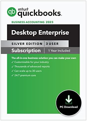 QuickBooks Desktop Enterprise Silver 2023 | 3 User | Accounting Software for Business [PC Download]