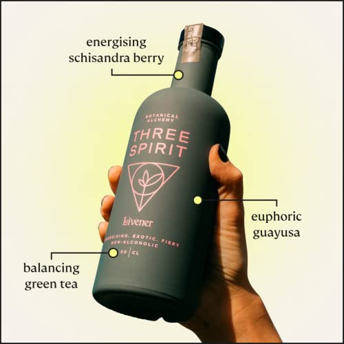 Three Spirit Non-Alcoholic Alternative Spirit- The Livener, 50Cl | Energizing With Natural Caffeine, Adaptogens & Watermelon & Ginger | Multi-Award Winning Active Botanical, Gluten Free & Vegan Drinks #TOP5