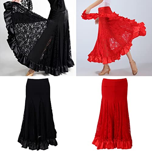 DYNWAVE New Lady Dance Dress Latin Cha Cha Modern Ballroom Tango Waltz Saias - Preto, conforme descr