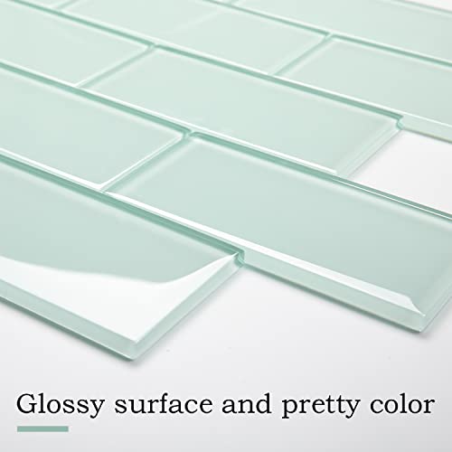 Lovdeco Light Green Glass Subway Tile, Glass for Bathroom Kitchen Shower Backsplash Wall, 3 x 6 Inches, 4 Sq.Ft. by Lovdeco - Image 4