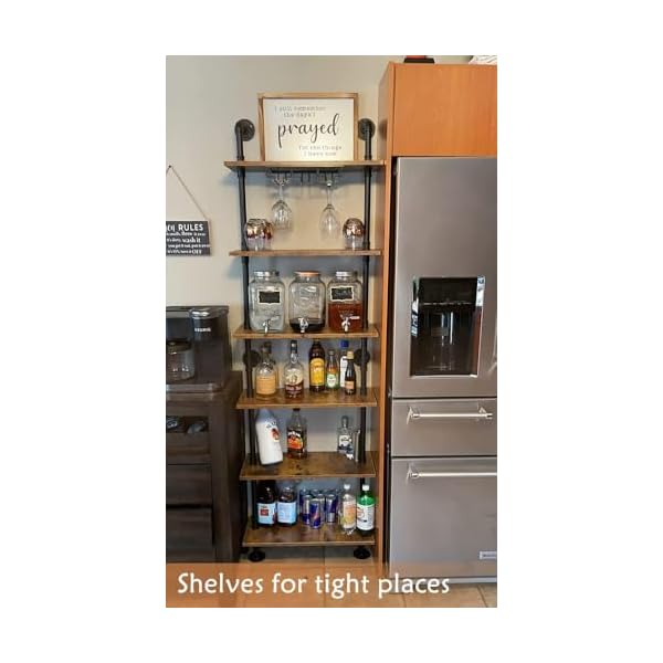 Ziothum 6 tier industrial pipe shelves shelf shelving rustic wood metal wrought iron ladder bookcase bookshelf wall mounted mount diy loft vintage floating hanging storage display 236x98x787  urban country home decor