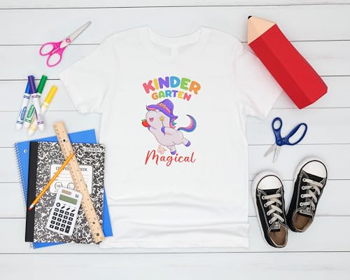 Kindergarten is Magical #2 Kids Shirts, X-Small-Medium, Girls, Unicorn, Great for The First Day of School Or Everyday Wear3