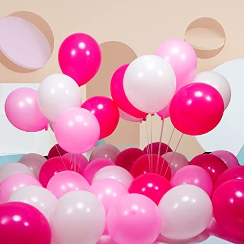 Image of 300 Pack Pink and White Balloons 12 inch White Hot Pink Latex Party Balloon Bulk for Various Party Events Decorations