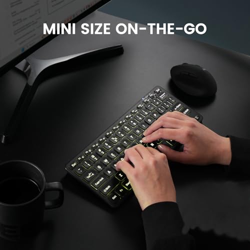 Perixx PERIBOARD-832RGB Wireless RGB Backlit Mini Keyboard - Up to 3 Multi-Device Connection - Black - US English