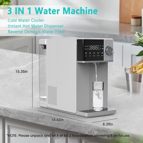 IKT Countertop Hot and Cold Reverse Osmosis Water Dispenser Cooler, Fast Heating, Adjustable Temperature, Dispensing Volume Options, RO Water Filtration System - Thumbnail 2