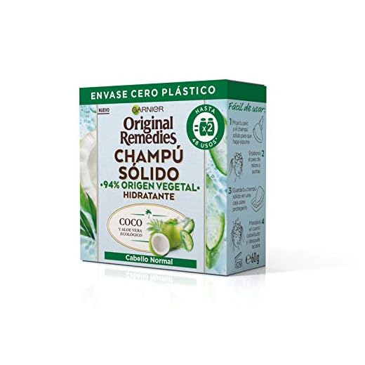 Garnier Original Remedies Champú Sólido - Coco Y Aloe Vera Ecológico Para Cabello Normal, Raíces Grasas
