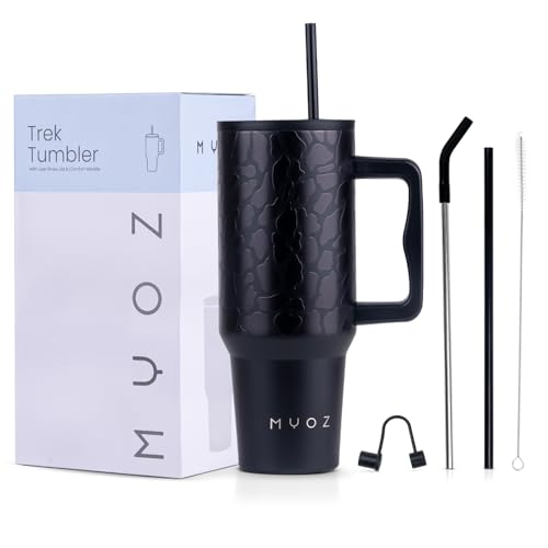 Image of MYOZ 1200ML Stainless Steel Water Mug with Lid, 2 Straws Leak-Proof Cupholder for Gym, Travelling Spill-Proof Bottle (Black Panther)