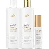 Dove Bond Strength Shampoo & Conditioner Set + Hair Serum Bundle – Repair Treatment for Damaged and Frizzy Hair (3 Piece Set)