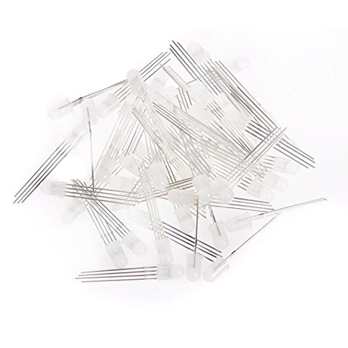 GBSTORE 50 Pcs 5mm Round Head Common Cathode RGB Light LED Emitting Diodes Red Green Blue Tricolor 4pin