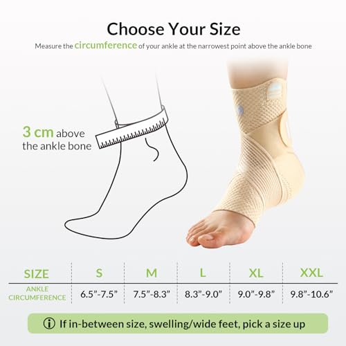 Image of ZOELION Ankle Brace Compression Support with Removable Fishnet Strap, 3D Knit Plantar Fasciitis Relief Achilles Tendonitis Brace, Ankle Compression Sleeve for Pain Relief & Injury Healing, Beige /S