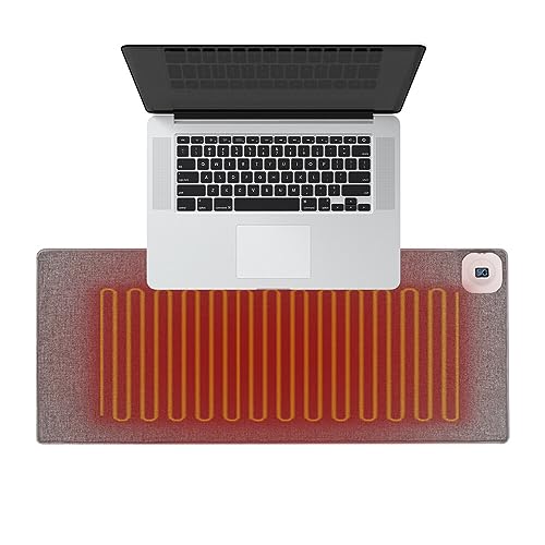 Gobesty Warm Desk Pad Office Desk Mat with Auto Power Off Warm Desk Pad Heated Mouse Pad 6 Gear Temperature Adjustable Electric Blanket Table Mousepad for PC Keyboard Laptop Office and Home