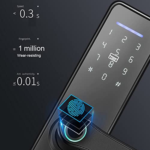 Fingerprint Door Lock, WiFi Smart Biometric Door Lock Fingerprint Password IC Card Entry Access System with Mechanical Keys for Tuya, Hotels and Offices, Homes