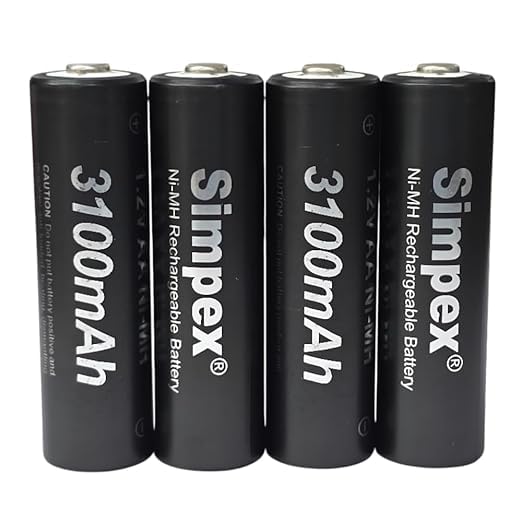 Image of Simpexs 3100mAh High Power Ni-MH 1.2V AA Ready to Use Rechargeable Battery with Quick Charging and Low Self Discharge, Can Charge up to 1000 Times (Pack of 4)
