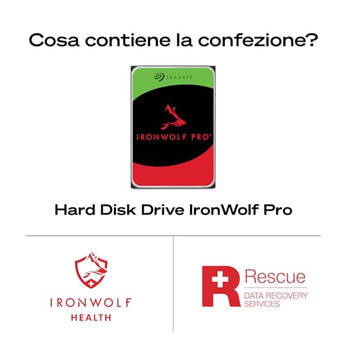 IronWolf Pro 24 TB, NAS Disk Interno, 3.5 Inch, 7200 U/Min, CMR, 256 MB Cache, SATA 6 GB/S, incl. 3 Anni Rescue Service, Modellno.: ST24000NTZ02 - Hdd - Immagine 2