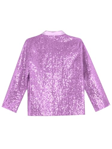 Kids Sequin Blazer Jacket Girls Glitter Notched Collar Long Sleeve Button Down Suit Coat for Performance2