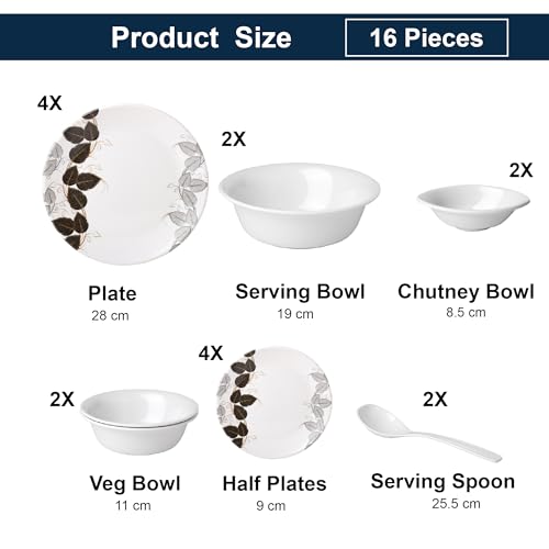Image of Golden Fish 16 Pieces Complete Dinner Set for Home | 4 Full Plates, 4 Quarter Plates, 4 Veg Bowls, 2 Donga & 2 Serving Spoons | Ideal for Family Dining, Guests, Parties & Gifting 34