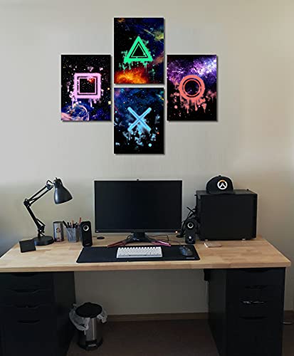 Game Room Wall Art Decor Funny Gaming Decorations Canvas Prints Boys Room Decorations Video Game Buttons Posters Pictures For Boys Bedroom Video Game Room Playroom Paintings Framed Ready To Hang #TOP4