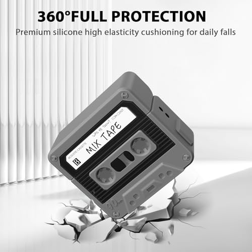 Image of KOREDA Compatible with AirPods 4 Case Cover, Funny Cassette Tape Design Case for Airpods 4th Generation 2024, Cute Cartoon Fashion Silicone Protective Case for Women Men (Black)