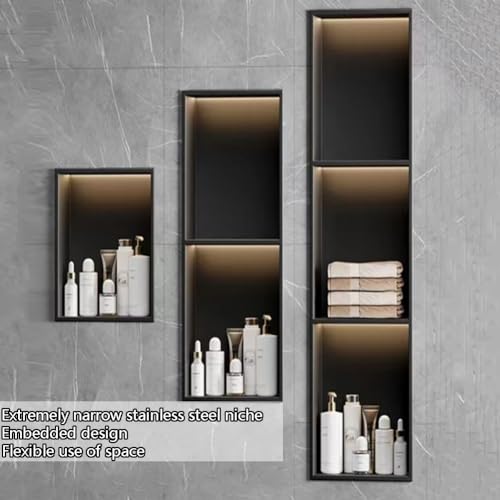 Prysznic ścienny LED ze stali inless - nowoczesny czarno-szary design do łazienki i kuchni, wiele (szary, 90 x 28 x 12,5 cm)