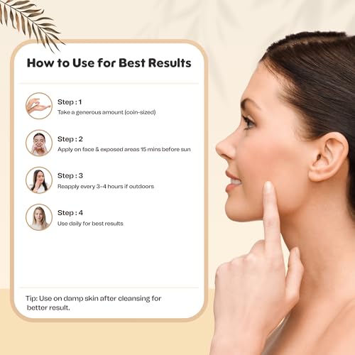 Image of Sunscreen SPF 50 PA++++ with Vitamin B5, Vitamin E & Almond Oil Broad Spectrum UVA /UVB Protection No White Cast Water & Sweat Resistant Lightweight & Non-Greasy For All Skin Types Men & Women - 50g