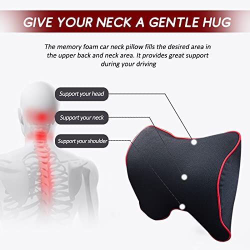 Zatooto Car Neck Pillow Memory Foam - Neck Pain Relieved Cervical Support Black Headrest Driving Adjust Height Tx- Black #TOP4