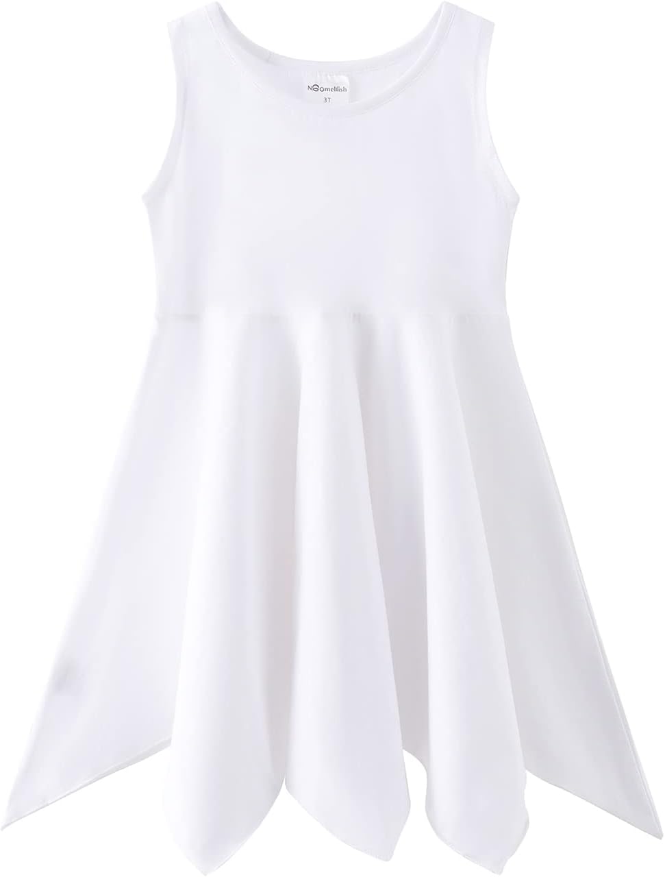 Noomelfish Girls Handkerchief Hem Twirl Dress Summer Cotton Sleeveless Skater Sundress (3-12 Years)