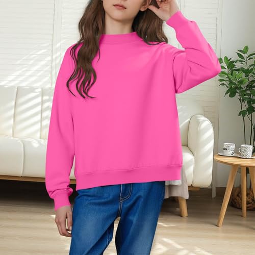 Unisex Kids Crewneck Pullover Tops Long Sleeve Sweatshirt Solid Color Shirts Trendy Casual Clothes Fall Sweatshirts4