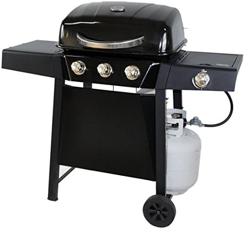 RevoAce 3-Burner LP Gas Grill with Side Burner, Black