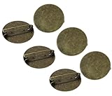 ONLYKXY 30pcs 3cm Metal Brooch Tray Round Flat Blank Pins Disk Base Back Clasps Badge Craft Fasteners Lock Buckle Bar Pin for Corsage Lapel DIY Jewelry Decor Name Tags Making Accessories (Bronze)
