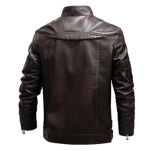Chaqueta de cuero sintético para hombre estilo motociclista miniatura 2
