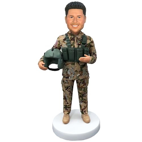 BobbleYou Custom Bobblehead, Personalized Camouflage Military Bobblehead Doll, Army Character Customization, Full Body Handmade Customization Based on Pictures, Unique Gift for Family, Boyfriend