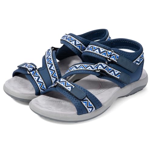 Zelaprox Women Comfortable Walking Sandals with Arch Support Hiking Sandals Casual Summer Athletic Sandals for Outdoor with 3 Adjustable Hook and Loop Strap3
