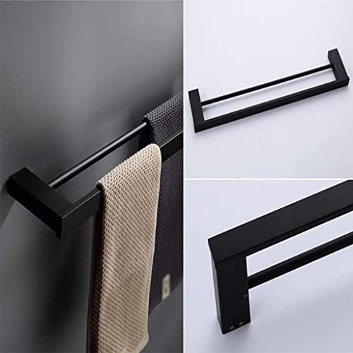 Porte-serviettes double pôle noir support mural de bain - 6