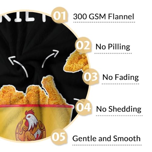 Mercuryelf Chicken Nugget Blanket - Soft, Fuzzy & Warm - 60x80 Inches Flannel Throw Blankets for Bed, Couch - Black Novelty Throws Gift for Adults