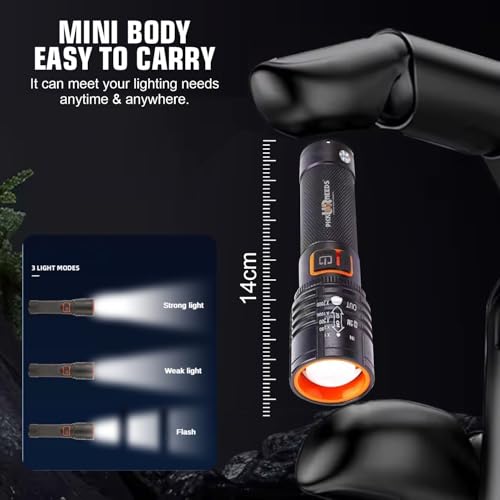Image of Pick Ur Needs Rechargeable Flashlight Zoomable Head Adjustable 50W High Brightness Type C Charging 3 Blinking Mode Long Range Torch Light