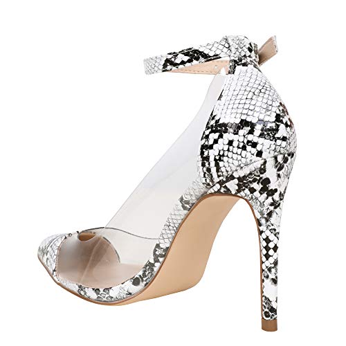 Ermonn Womens High Heels Clear Stiletto Pumps Pointed Toe Ankle Strap Wedding Dress Summer Shoes - Image 4
