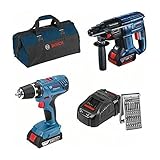 kit bosch professional 18v  Bosch Kit 18V: GSR 18V-21 + GBH 18V-21 + bolsa de transporte