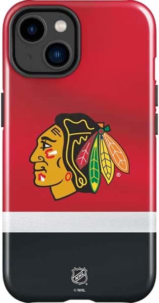 Skinit Impact Phone Case Compatible with iPhone 15 - Officially Licensed NHL Chicago Blackhawks Black Background Design