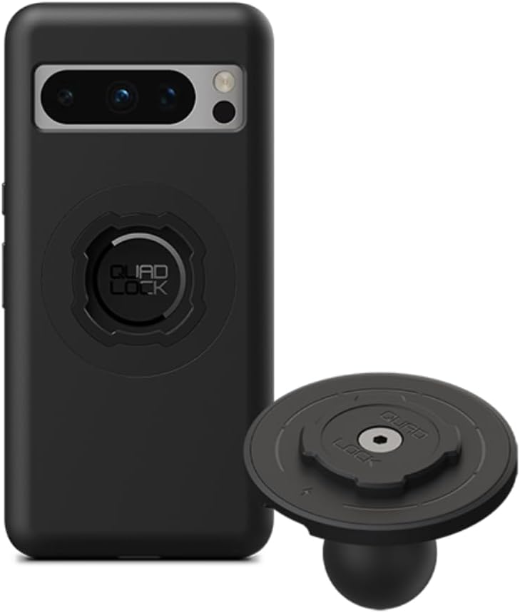 Quad Lock 1" Ball Top Cap Phone Mount Kit with MAG Phone Case and MAG Wireless Charging Head for Google Pixel 8 Pro, Compatible with RAM 1" Socket arms for Car, Truck or RV.