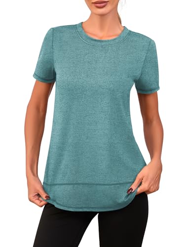 Memouniva Maglietta Sportiva Donna Slim Fit Maglia a Maniche Corte Palestra T-Shirt per Yoga Running Fitness
