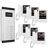 Apartment Video Intercom System,2,3,4,5,6,8,10,12 Household Video Doorbell Kits,Video Doorbell Camera,Wired 4.3 Inches Monitor,2 Way Intercom,IR Outdoor Camera,Monitoring (1- Camera and 6-Screen)