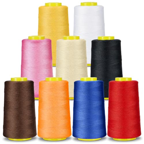 9 conos de hilo para overlock poliéster 3000 yd c/u miniatura 1