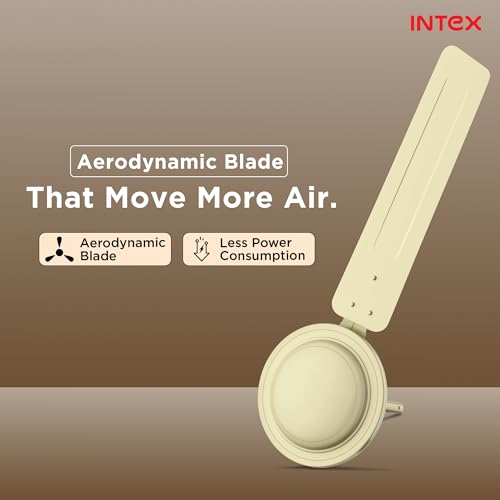Image of Intex Aero Jet 1200MM Ceiling Fan with High Speed 380 RPM | 210 CMM Air Delivery, Double Ball Bearing Motor | Rust Proof Body, Inverter Compatible | Low Noise Operation, 24 Month Warranty (Ivory)