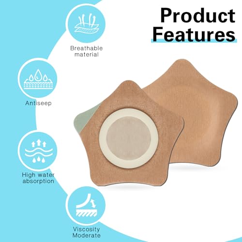 50 Pcs Disposable Castor Oil Patches,Spunlace Absorbent Wrap Organic Cotton,Highly Absorbent,Leak-Proof,Self-Adhesive,No Wash,Breathable,Portable(Oil Not Included)(Star Shape,Skin Color)