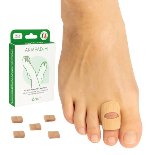 AriaPad-M Tutore per Dita dei Piedi a Martello e Dita in Griffe | Doppia Protezione in Gel | Sollievo dal Dolore Dita del Piede Piegate e da Sfregamento Scarpa | 5 Pezzi | Dispositivo Medico CE